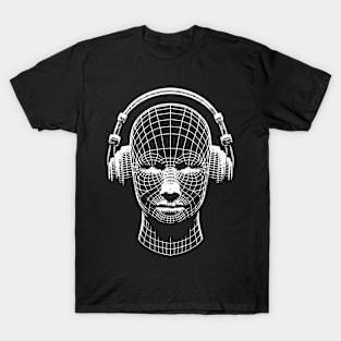 3d head with headphones design T-Shirt